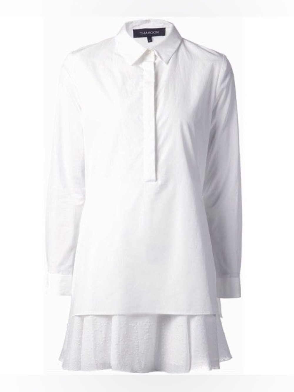 Thakoon White Collared Button Shirt dress +Ruffle Collared Shirt dress set XS